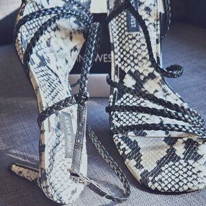 Nine West strappy new black and white sandals